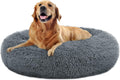 Ultra-soft round plush bed for large dogs and cats with raised rim support