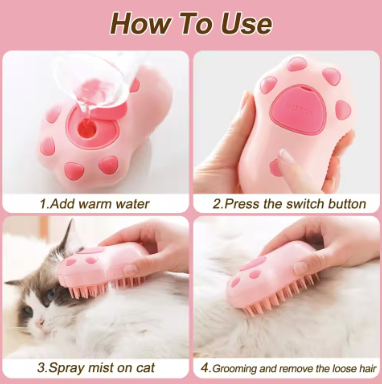 Pet Steam Brush Comb | 3-in-1 Electric Grooming Tool