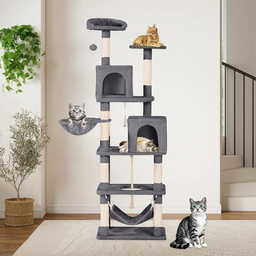 68-Inch Cat Tree for Indoor Cats | Multi-Level Cat Tower with 8 Scratching Posts